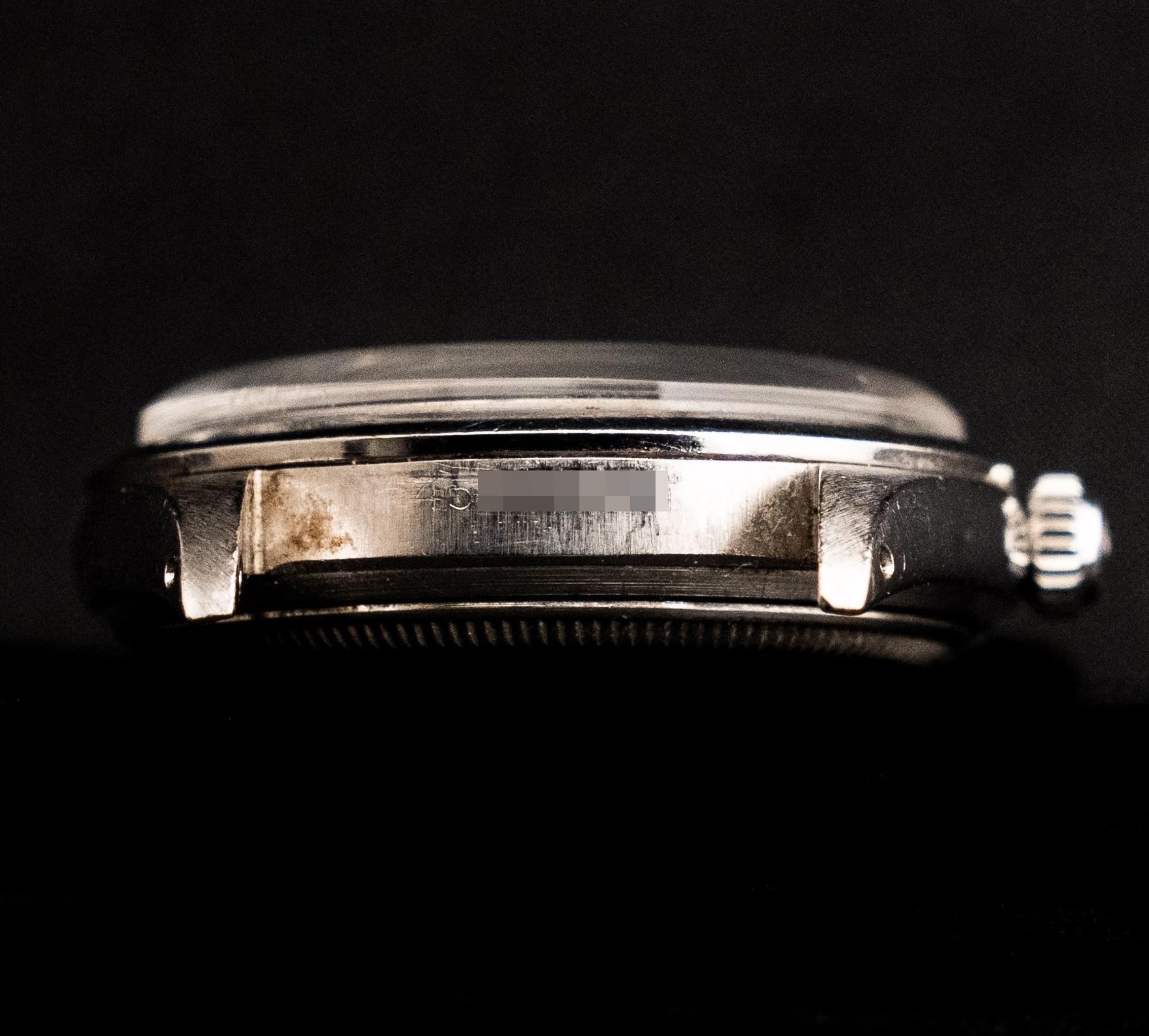 Brand: Vintage Rolex
Model: 5504
Year: 1959
Serial number: 45xxxx
Reference: OT1832

Case: Show sign of wear with slight polish from previous; inner case back stamped 5504 III 59

Dial: Aged Condition where the dial has been oxidized giving it a