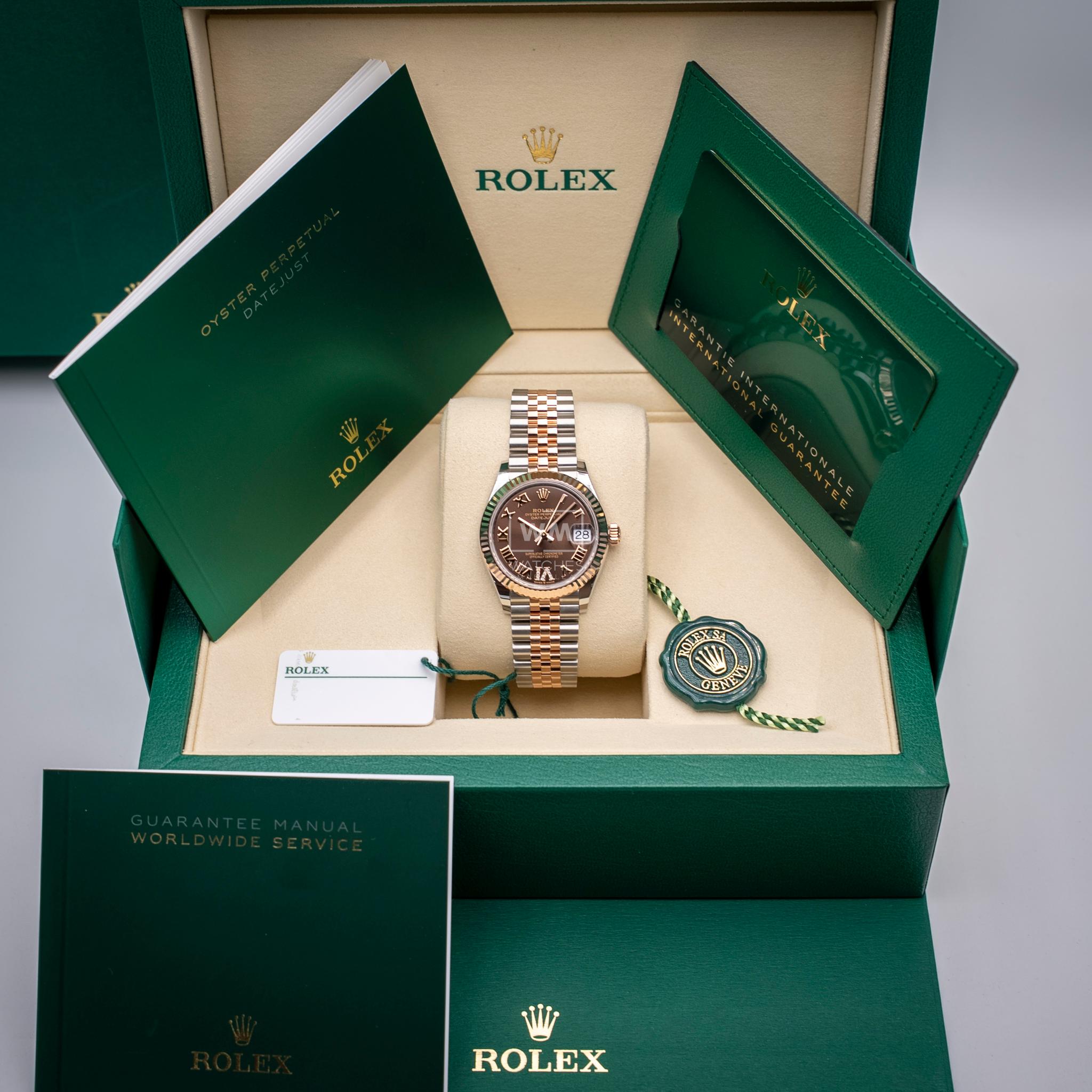 Rolex Oyester Perpetual Datejust 31mm steel and rose gold chocolate and diamonds For Sale