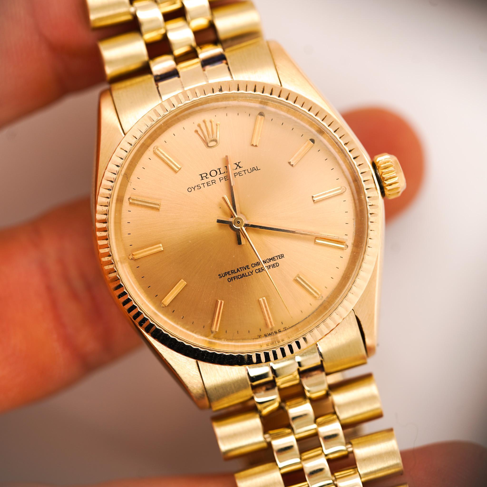 Reloj Rolex Oyster 1005 Champán Esfera Oro Vintage en venta 5