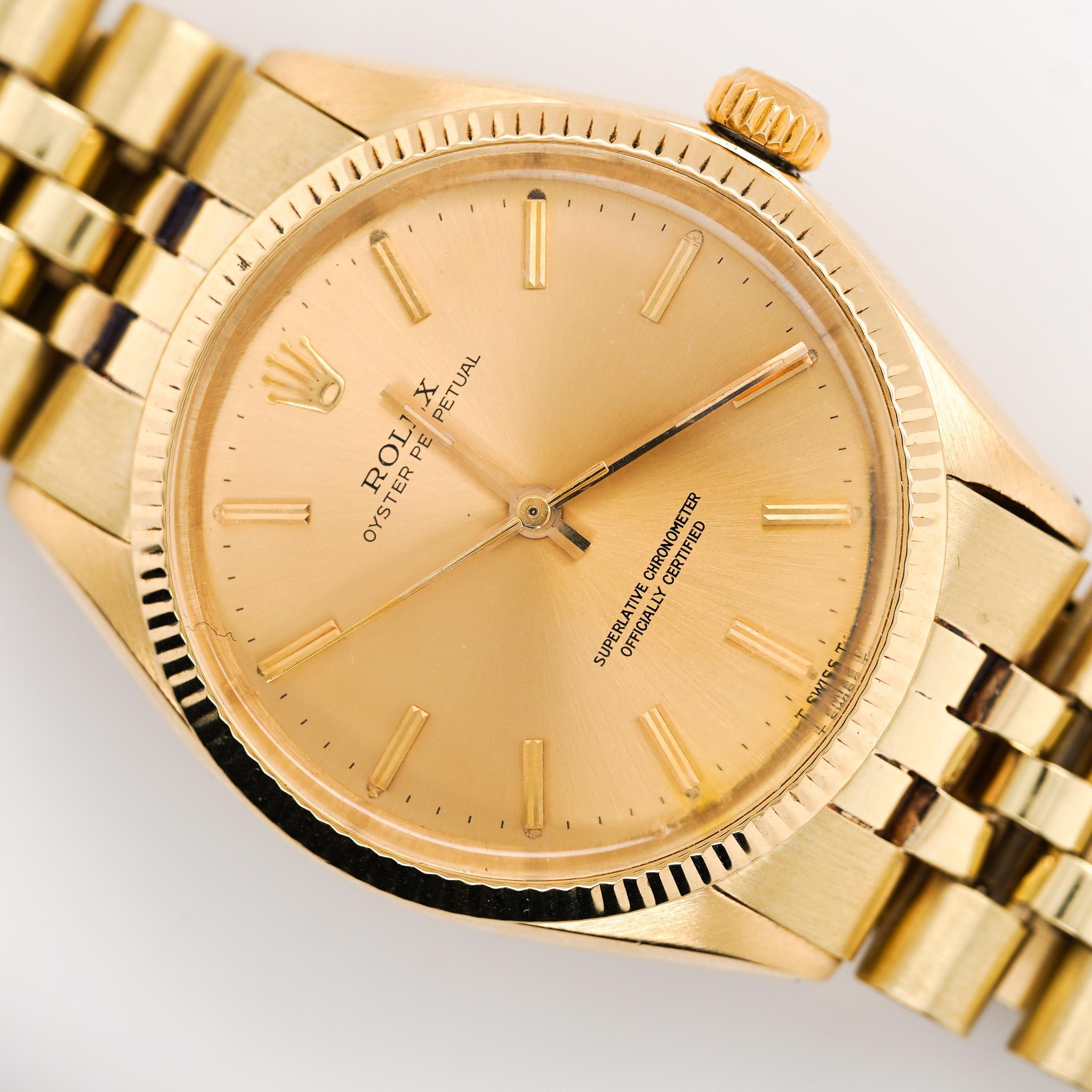 Reloj Rolex Oyster 1005 Champán Esfera Oro Vintage en venta 6