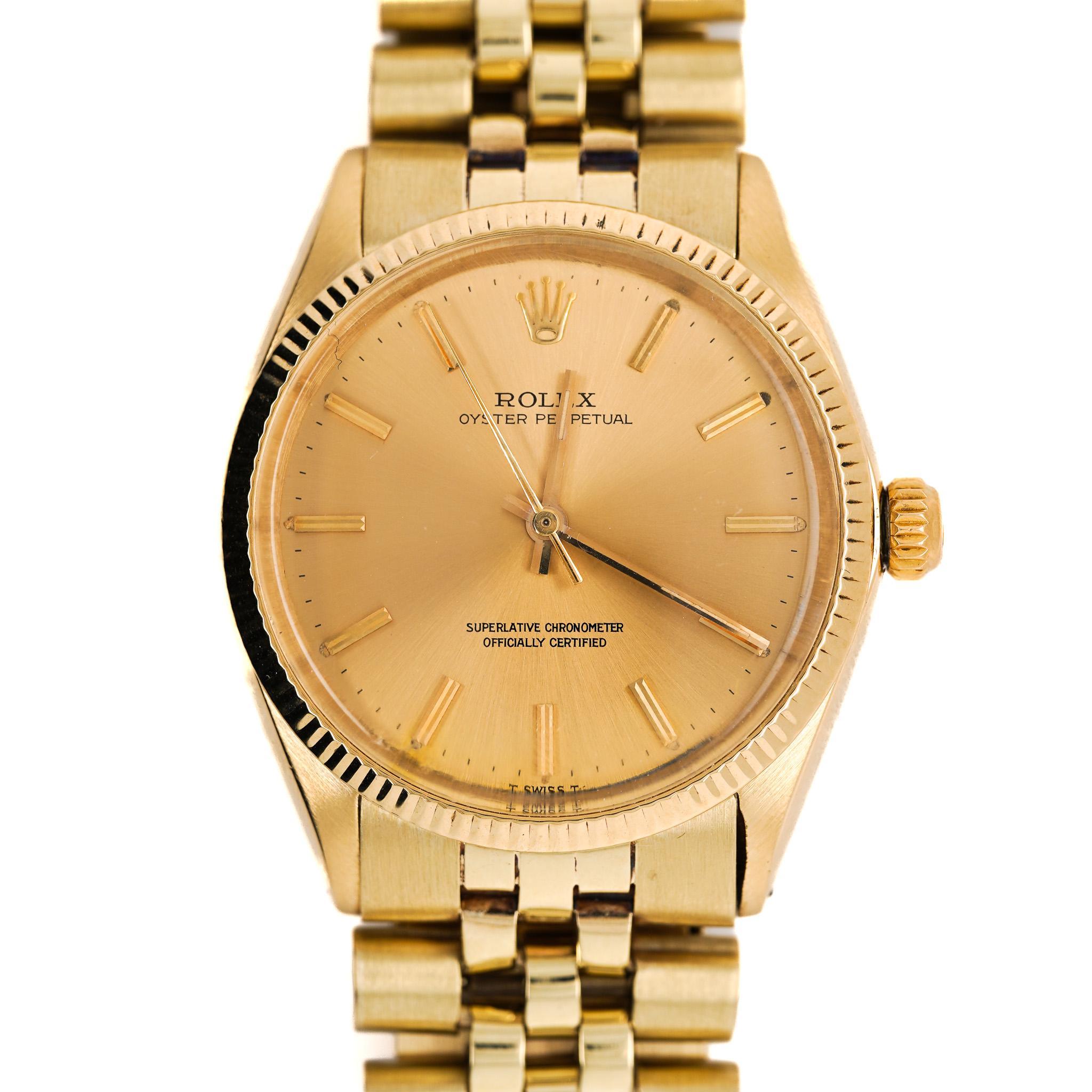 Reloj Rolex Oyster 1005 Champán Esfera Oro Vintage en venta 7