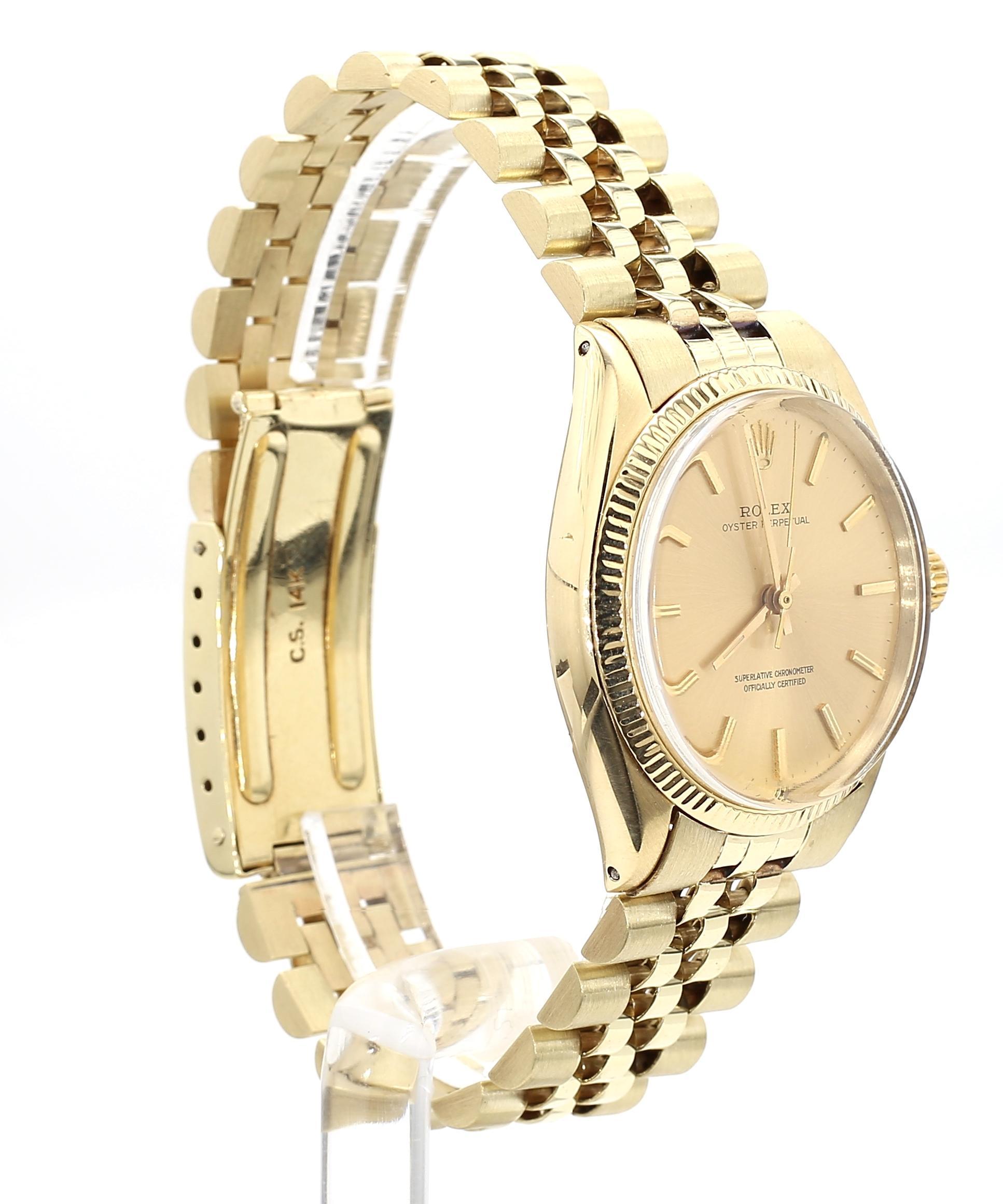De los hombres Reloj Rolex Oyster 1005 Champán Esfera Oro Vintage en venta