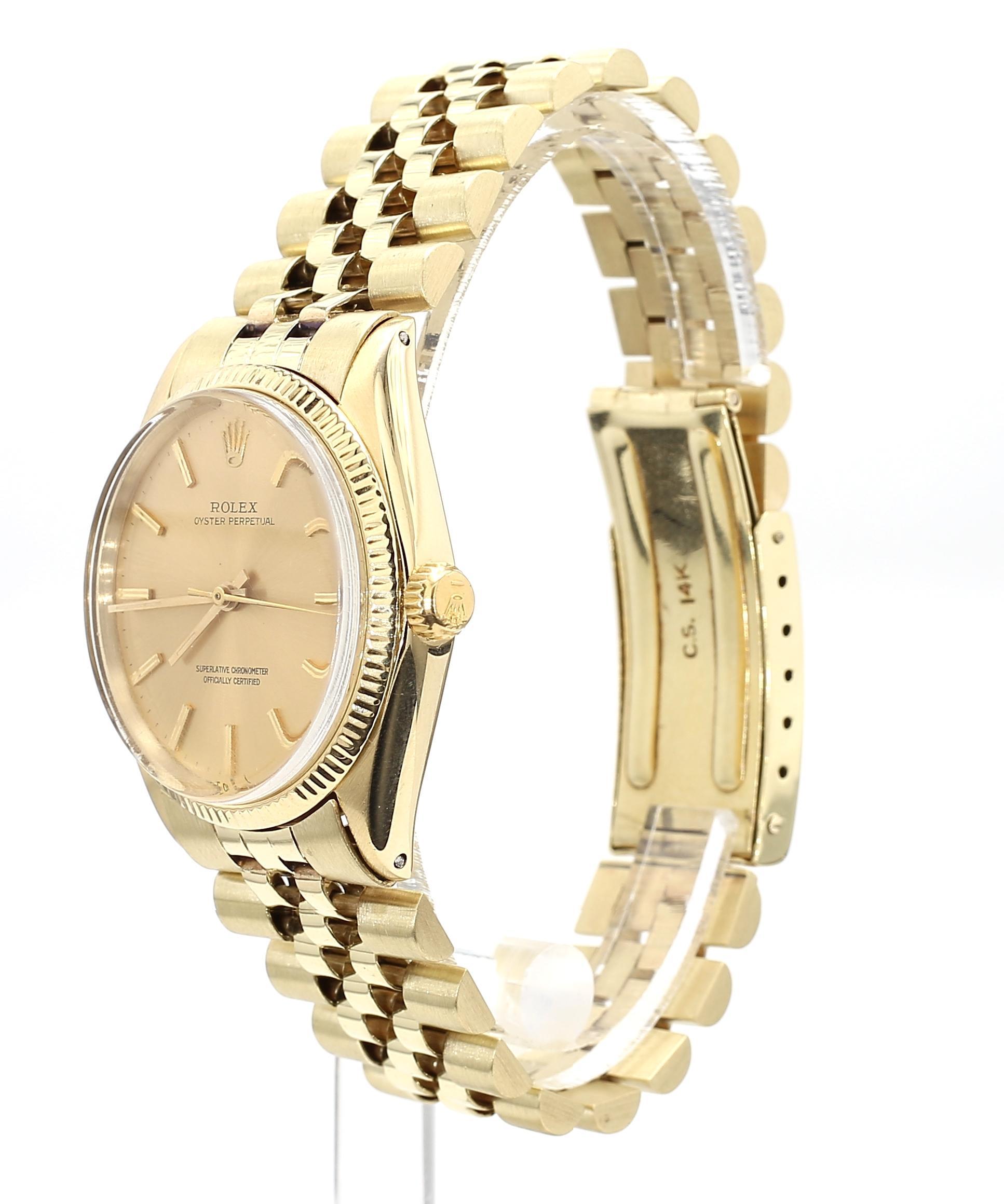 Reloj Rolex Oyster 1005 Champán Esfera Oro Vintage en venta 4