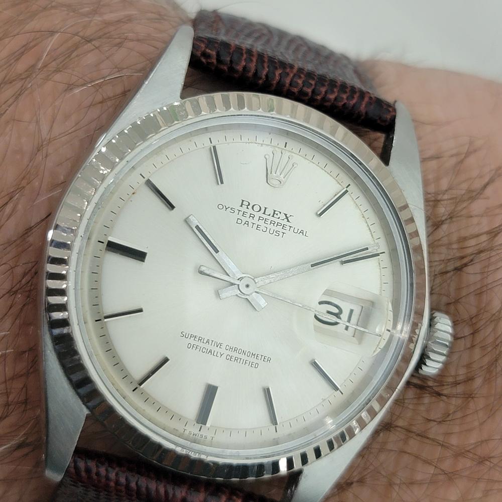 Rolex Oyster 1601 Datejust 36mm 18k Gold SS Men Linen Dial Automatic 1960s RA561 For Sale 9