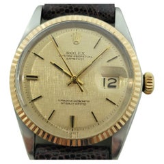 Rolex Oyster 1601 Datejust 36mm 18k Gold SS Men Linen Dial Automatic 1960s RA561