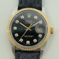 Rolex Oyster 16013 Datejust 36mm 18k SS Mens Diamond Dial Automatic 1980s RA549