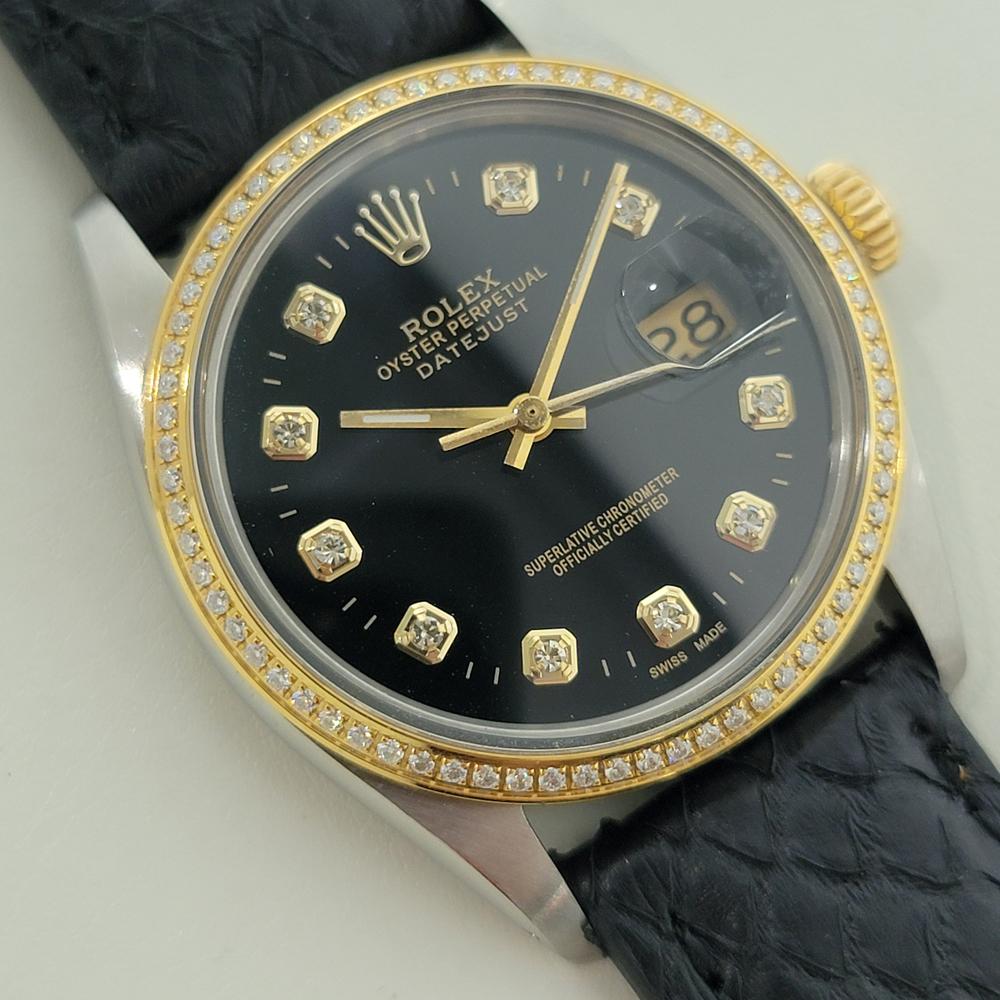 Rolex Oyster 16013 Datejust 36mm 18k SS Mens Diamond Dial Automatic 1980s RA549 im Zustand „Hervorragend“ im Angebot in Beverly Hills, CA