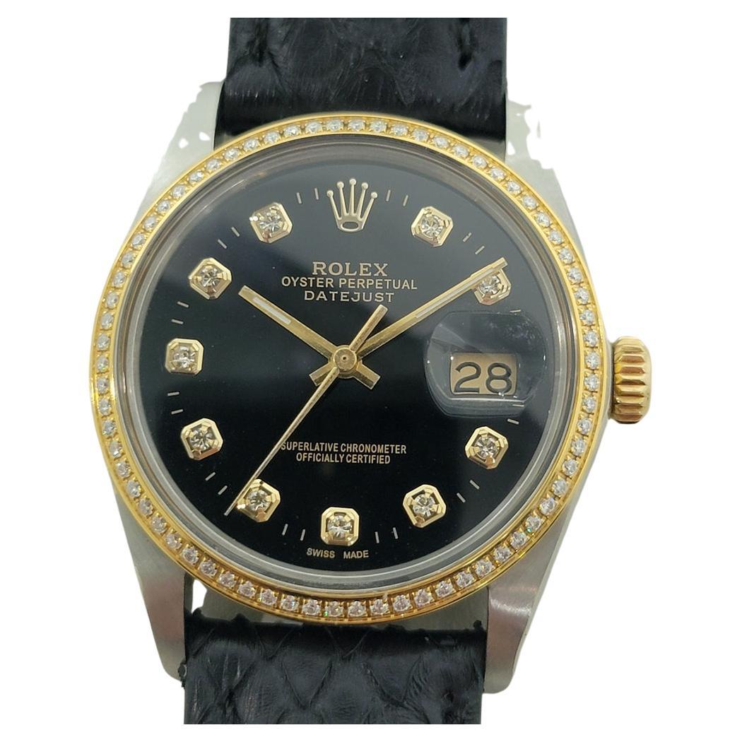Rolex Oyster 16013 Datejust 36mm 18k SS Mens Diamond Dial Automatic 1980s RA549