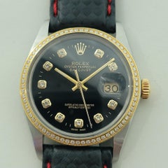 Rolex Oyster 16013 Datejust 36mm 18k SS Mens Diamond Dial Automatic 1980s RA549B