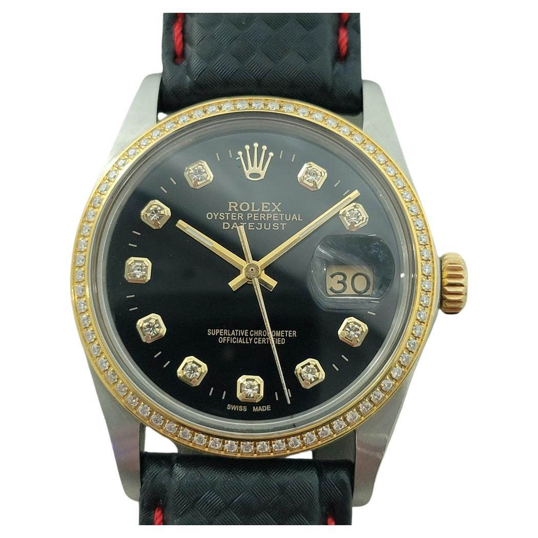 Rolex Oyster 16013 Datejust 36mm 18k SS Mens Diamond Dial Automatic 1980s RA549B