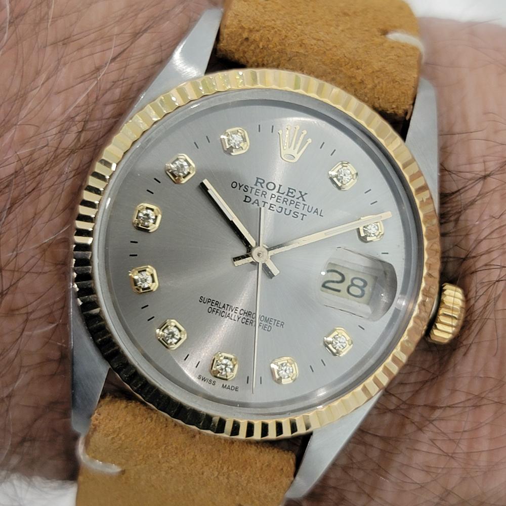 Rolex Oyster 16013 Datejust 36mm 18k SS Herren Diamant Zifferblatt Automatik 1980er Jahre RA551 im Angebot 10