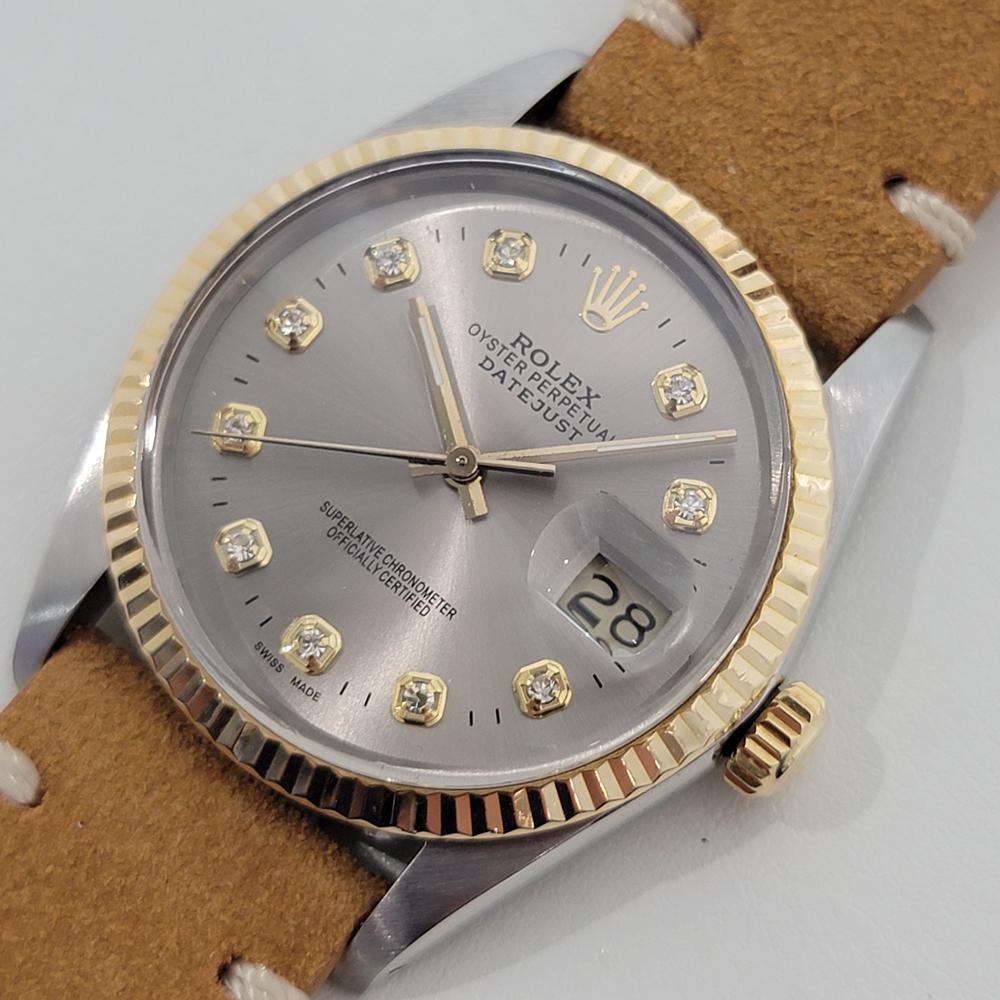 Rolex Oyster 16013 Datejust 36mm 18k SS Herren Diamant Zifferblatt Automatik 1980er Jahre RA551 im Angebot 1