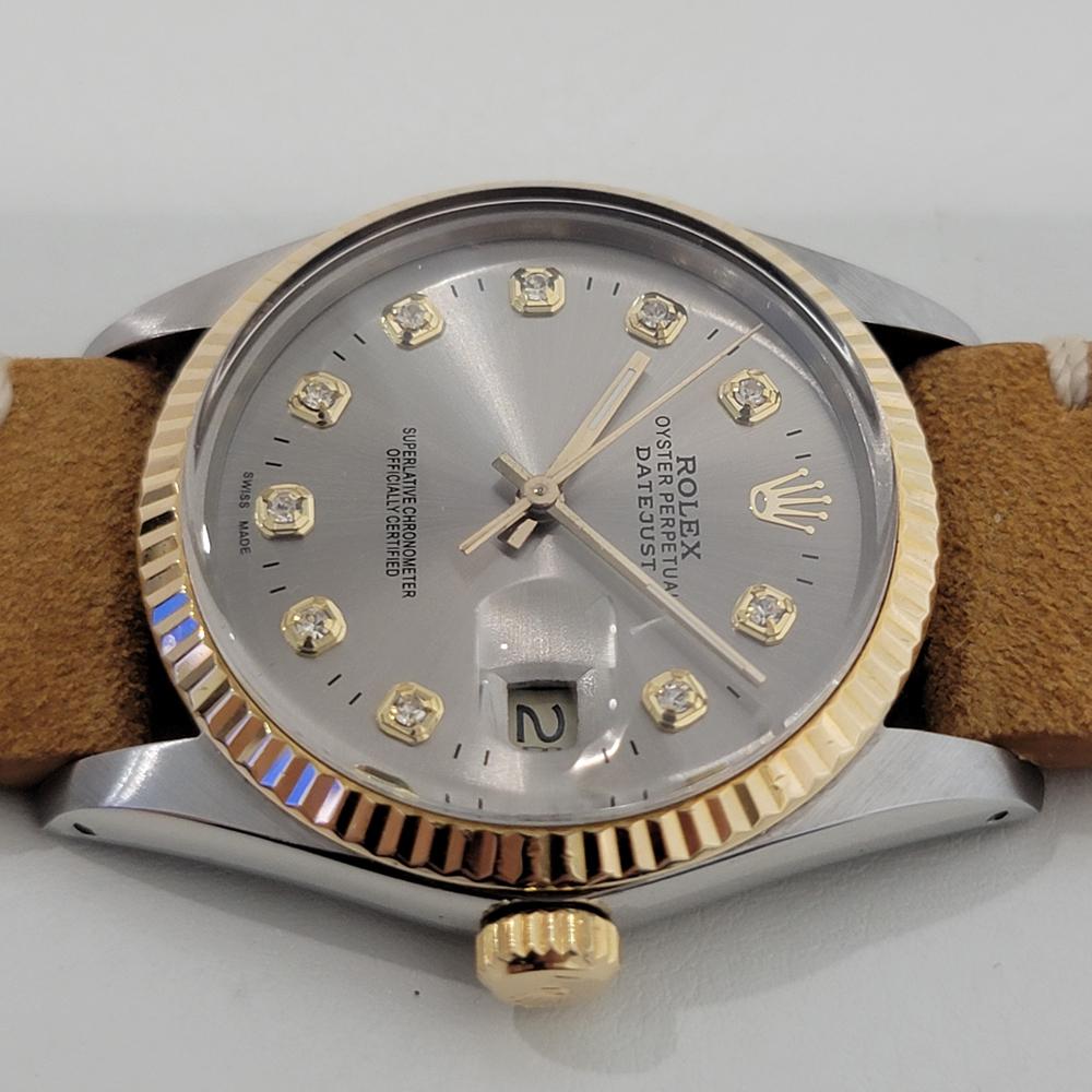 Rolex Oyster 16013 Datejust 36mm 18k SS Herren Diamant Zifferblatt Automatik 1980er Jahre RA551 im Angebot 2