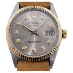 Rolex Oyster 16013 Datejust 36mm 18k SS Mens Diamond Dial Automatic 1980s RA551