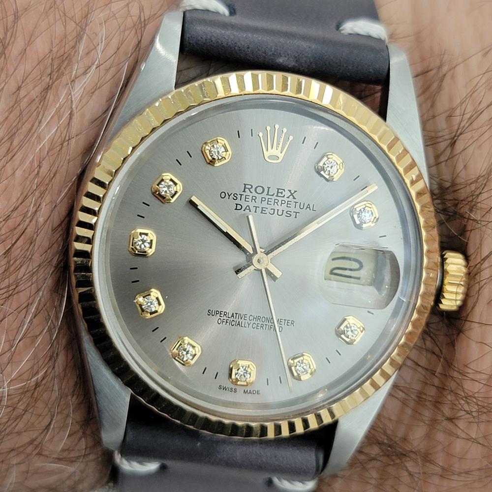 Rolex Oyster 16013 Datejust 36mm 18k SS Mens Diamond Dial Automatic 1980s RA551B For Sale 8