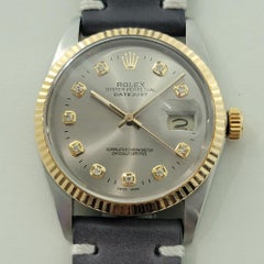 Rolex Oyster 16013 Datejust 36mm 18k SS Mens Diamond Dial Automatic 1980s RA551B