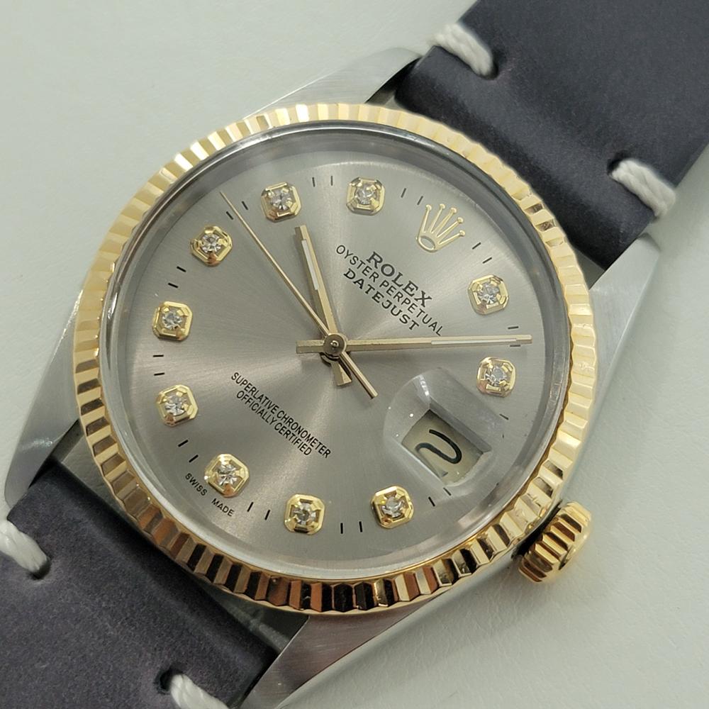 Men's Rolex Oyster 16013 Datejust 36mm 18k SS Mens Diamond Dial Automatic 1980s RA551B For Sale