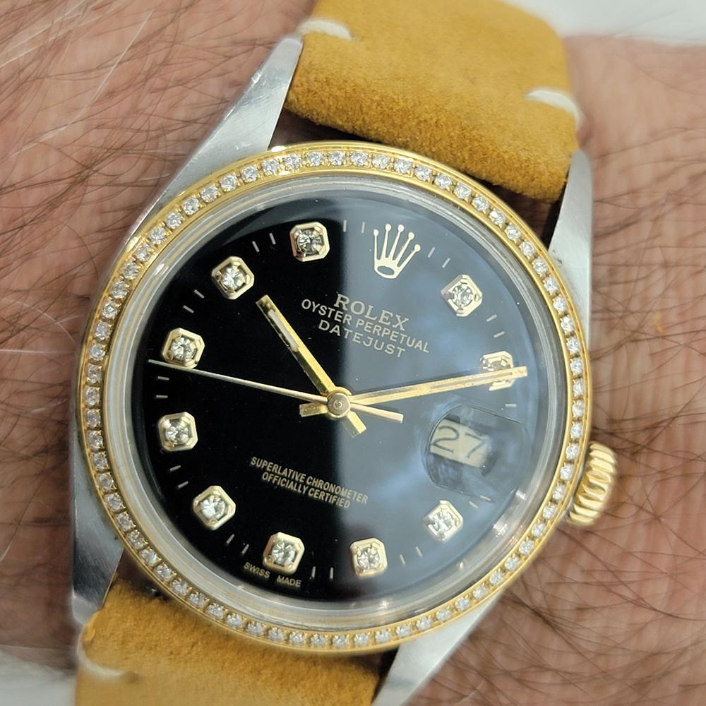 Rolex Oyster 16013 Datejust 36mm 18k SS Mens Diamond Set Automatic 1980s RA548B For Sale 9