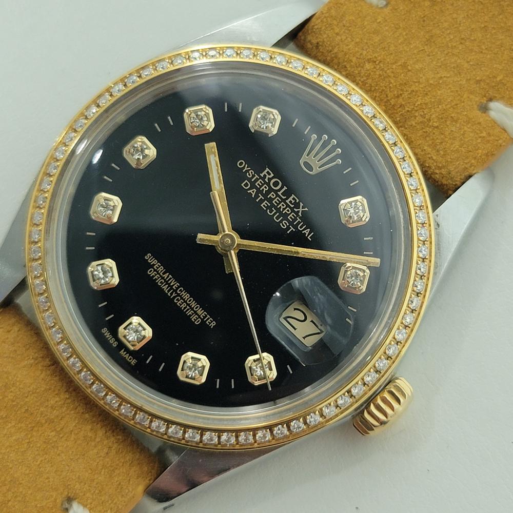 Men's Rolex Oyster 16013 Datejust 36mm 18k SS Mens Diamond Set Automatic 1980s RA548B For Sale