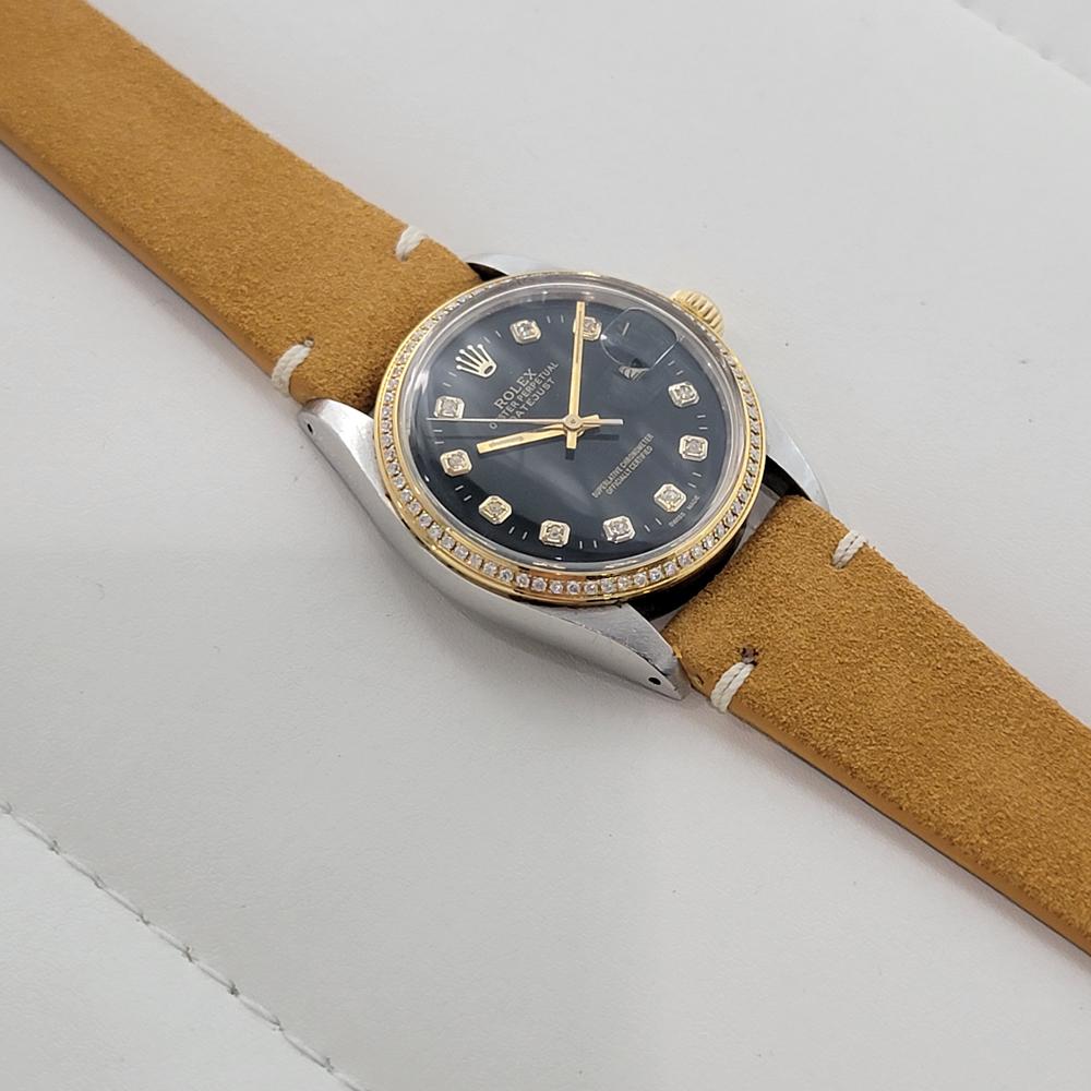 Rolex Oyster 16013 Datejust 36mm 18k SS Mens Diamond Set Automatic 1980s RA548B For Sale 3
