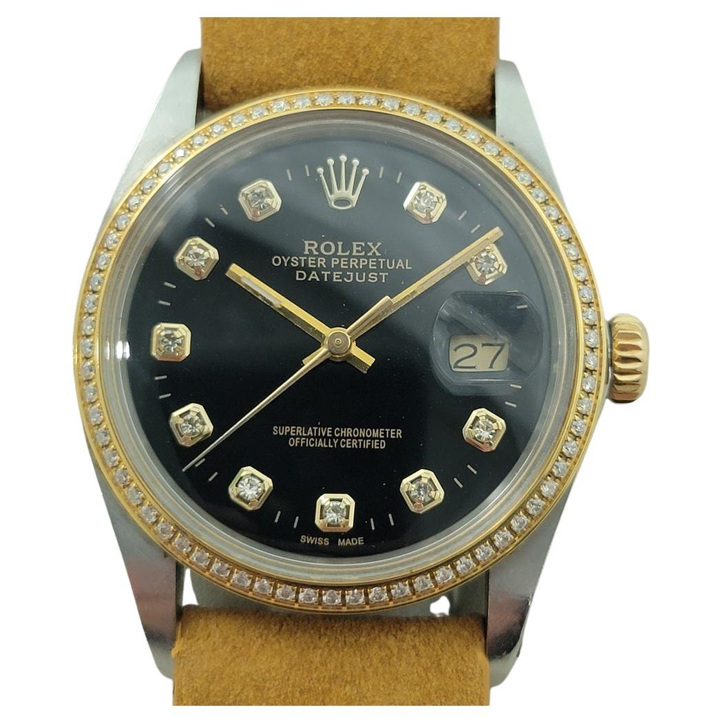 Rolex Oyster 16013 Datejust 36mm 18k SS Mens Diamond Set Automatic 1980s RA548B For Sale