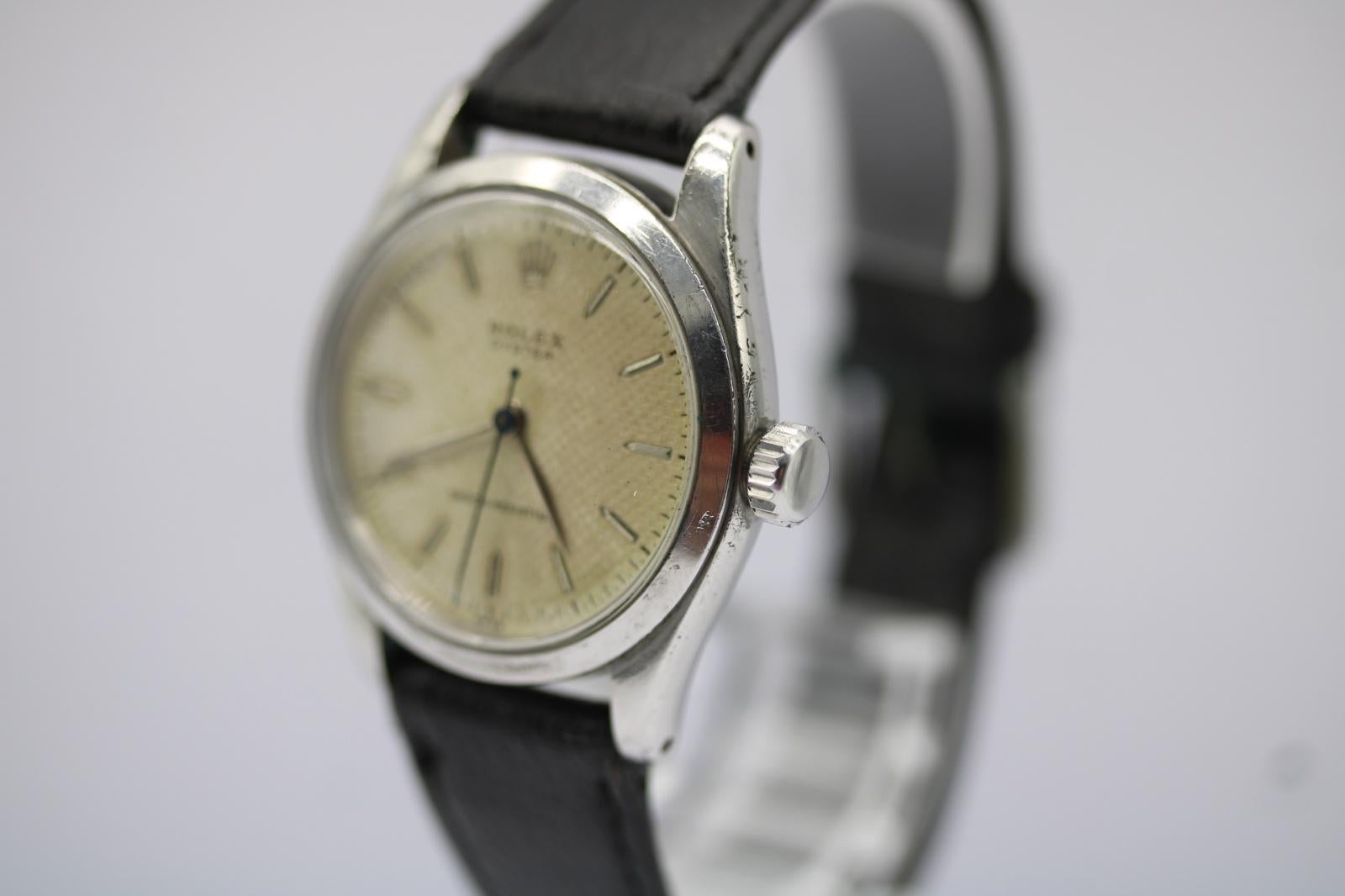 Rolex Oyster   1956  Vent manuel  Rare cadran en lin crème  Documents de vente originaux en vente 1