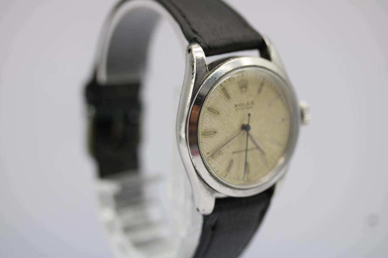 Rolex Oyster   1956  Vent manuel  Rare cadran en lin crème  Documents de vente originaux en vente 2