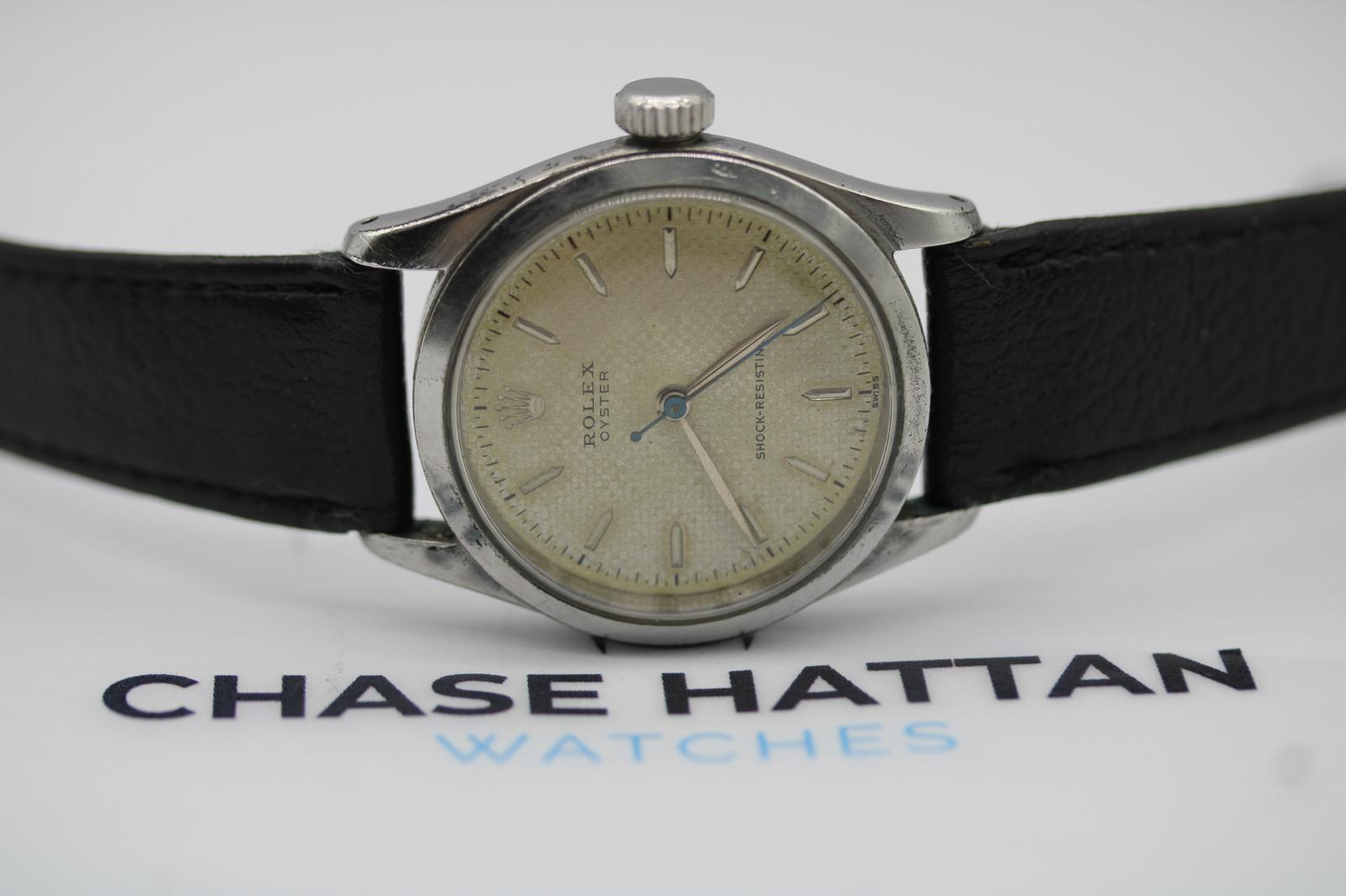 Rolex Oyster   1956  Vent manuel  Rare cadran en lin crème  Documents de vente originaux en vente 3