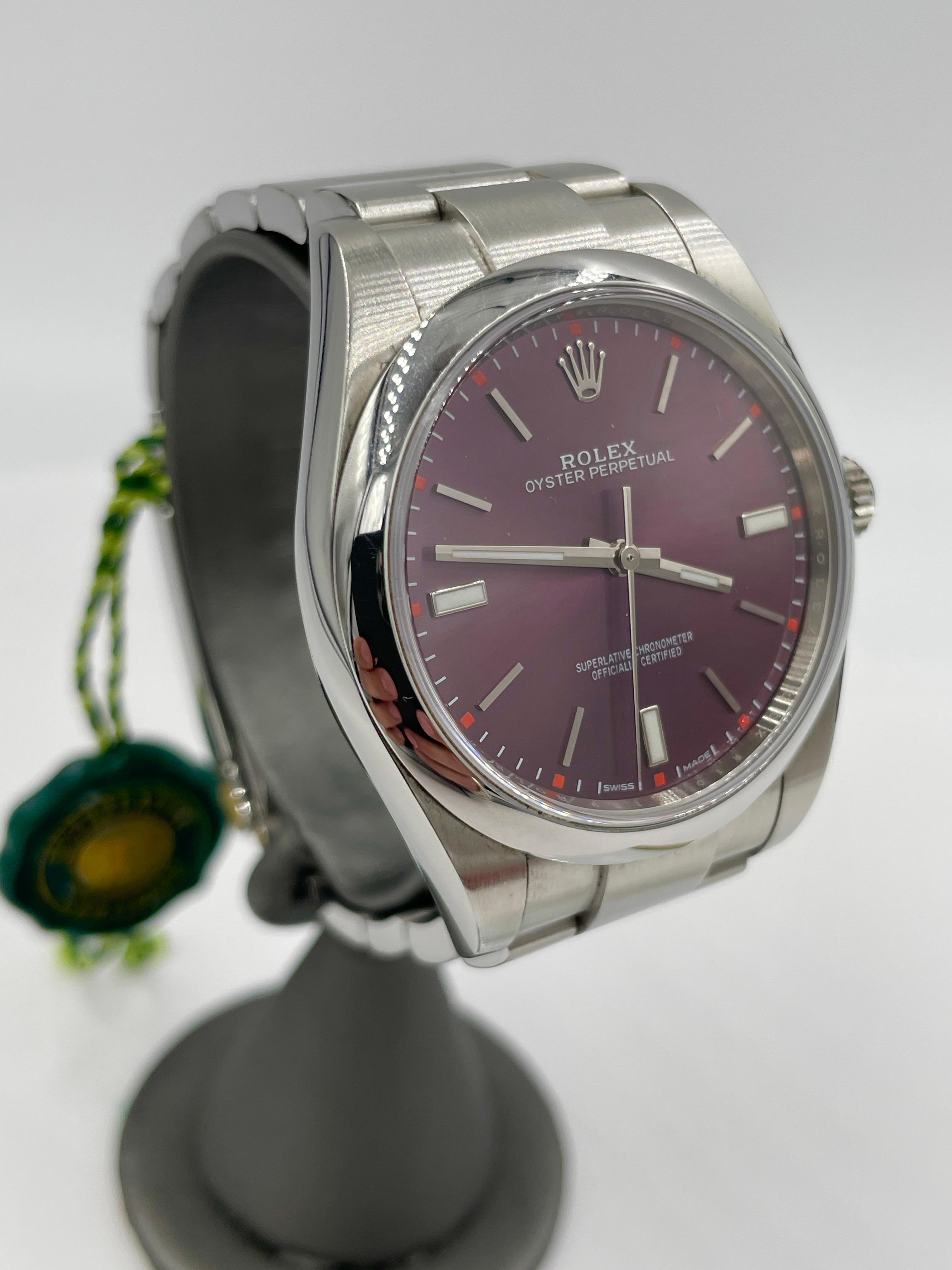 Rolex Oyster 39mm Grape Stainless Watch 4