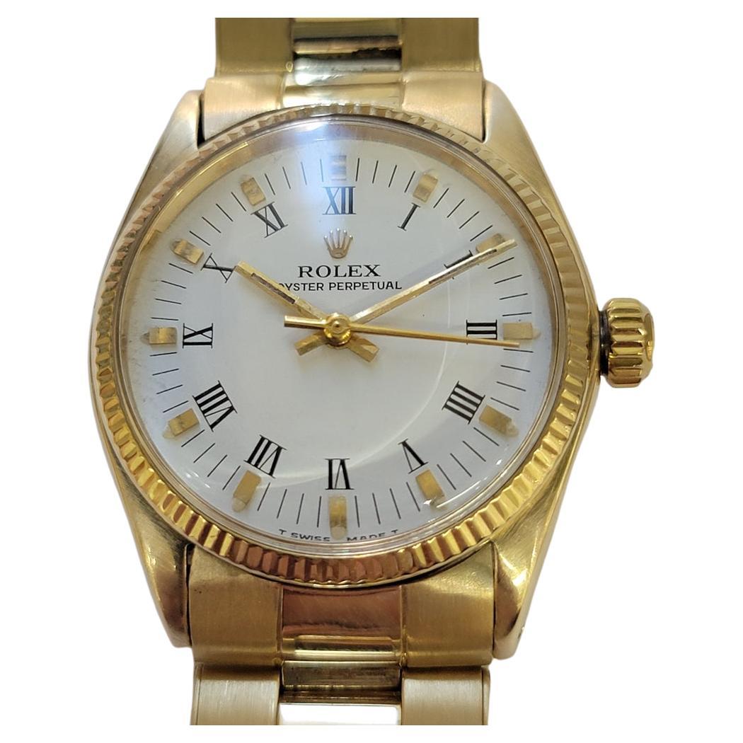 Rolex Oyster 6551 14k Solid Gold 1960s Midsize 31mm Automatic All Original Ra756 For Sale