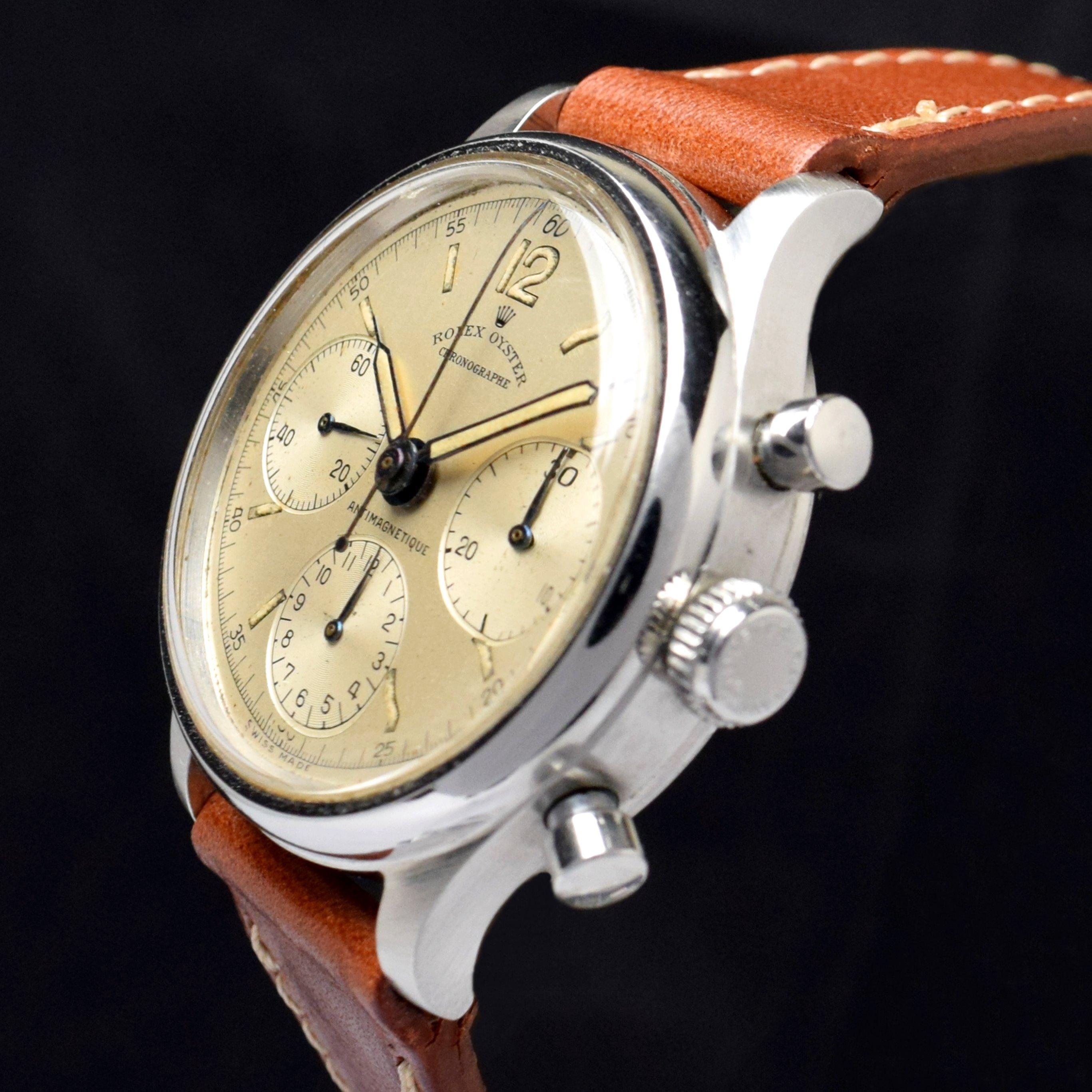 Rolex Oyster Chronograph Silber Zifferblatt Anti-Magnetique 4048 Handaufzug Uhr 1942 für Damen oder Herren im Angebot