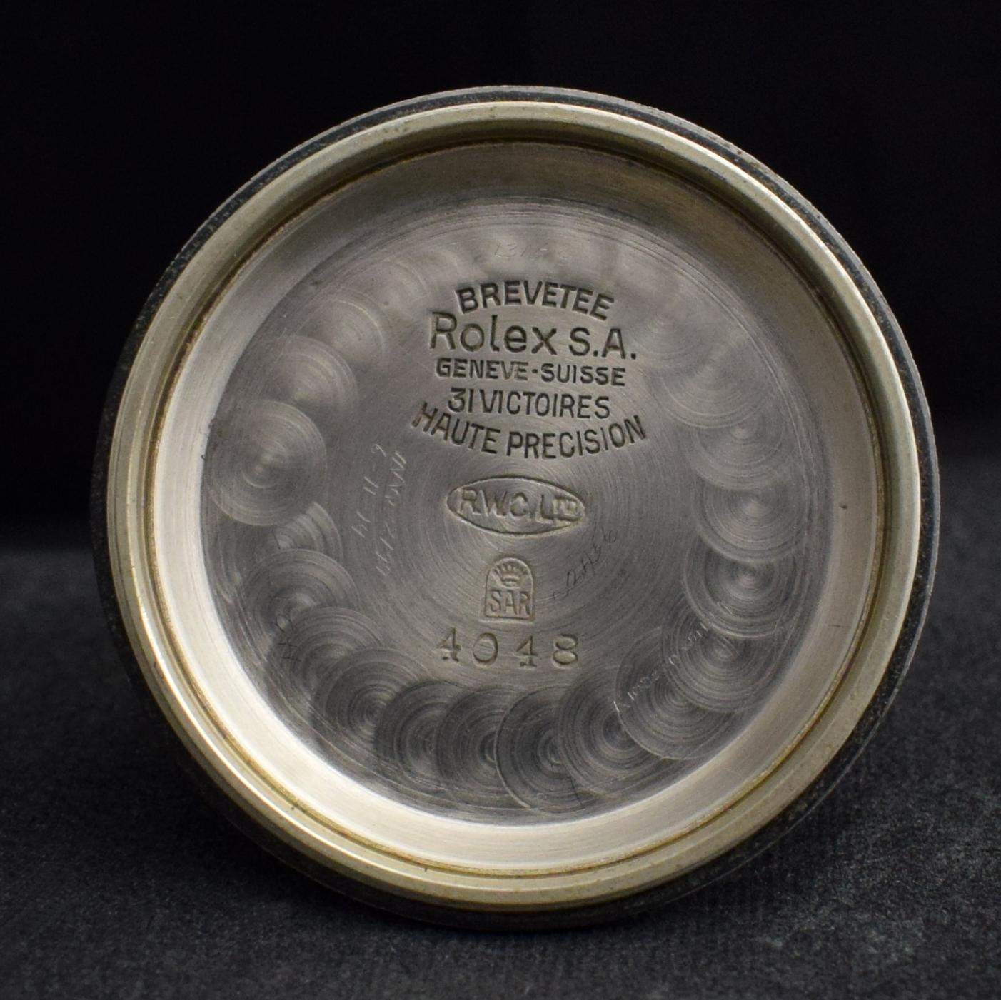 Rolex Montre Oyster Chronographe à remontage manuel avec cadran argenté Anti-Magnetique 4048, 1942 en vente 4