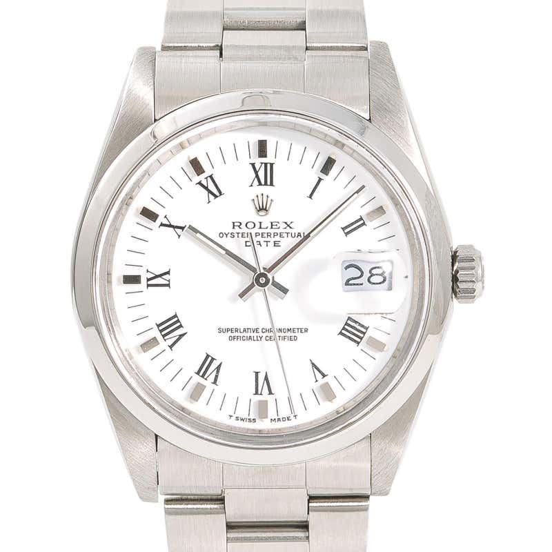 Rolex Oyster Date 15000 Men’s Automatic Stainless Steel Watch White ...
