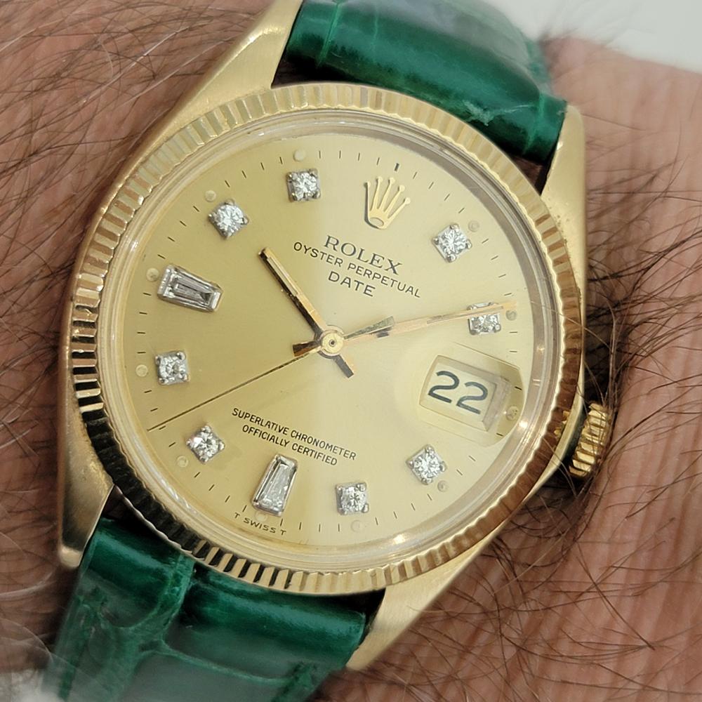 Rolex Oyster Date 1503 34mm 14k Gold 1970s Mens Automatic Diamond dial NA112B en venta 9