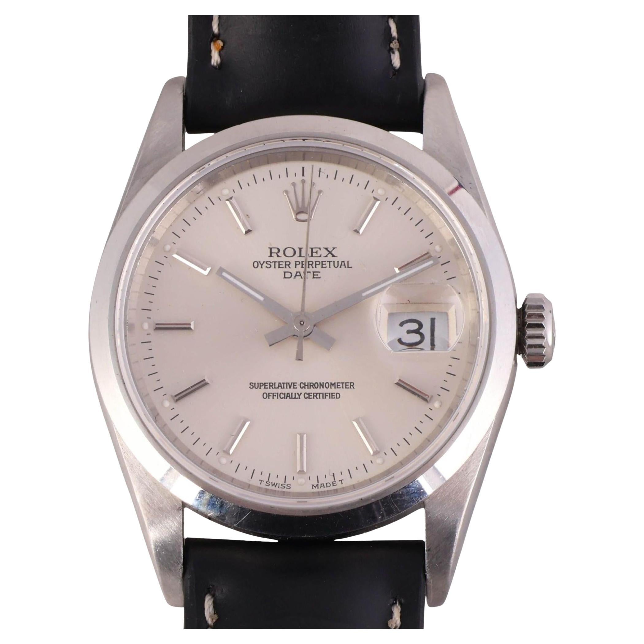 Rolex Oyster Date 15200 Automatic Watch Stainless Steel Silver Dial Strap