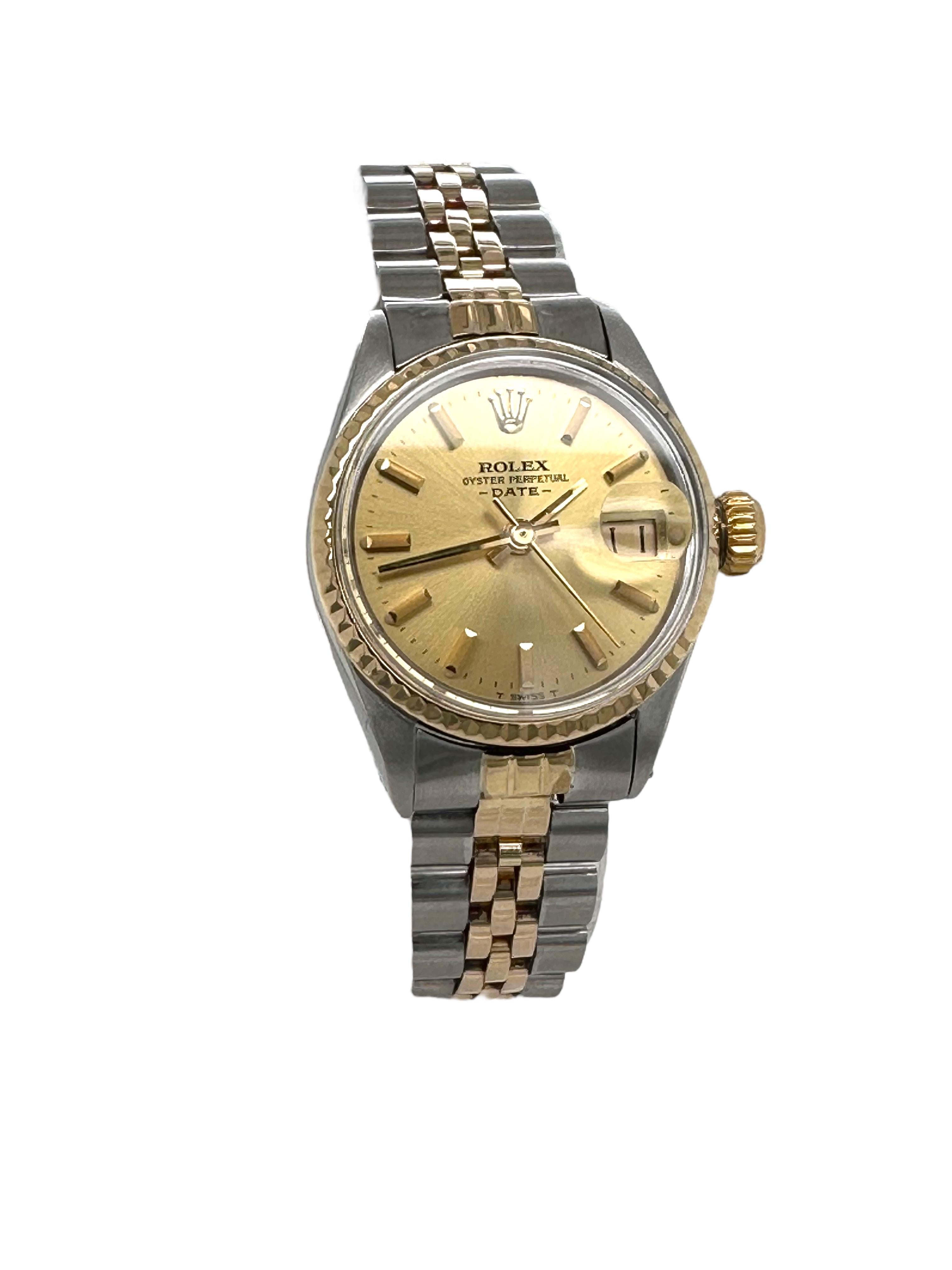Artisan Rolex Oyster Date Ladies Bi Color Ref 6517 Automatic For Sale