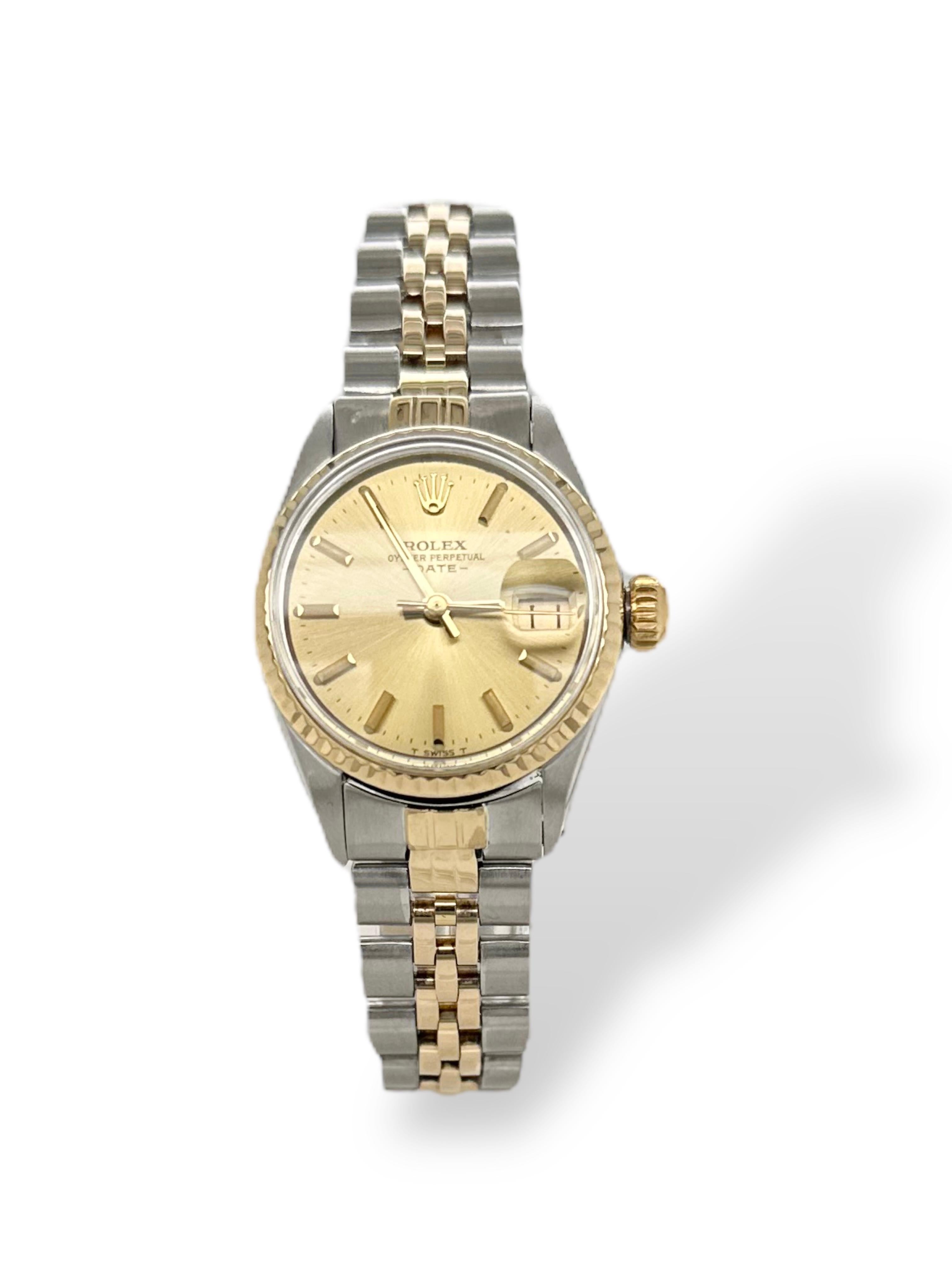 Women's or Men's Rolex Oyster Date Ladies Bi Color Ref 6517 Automatic For Sale