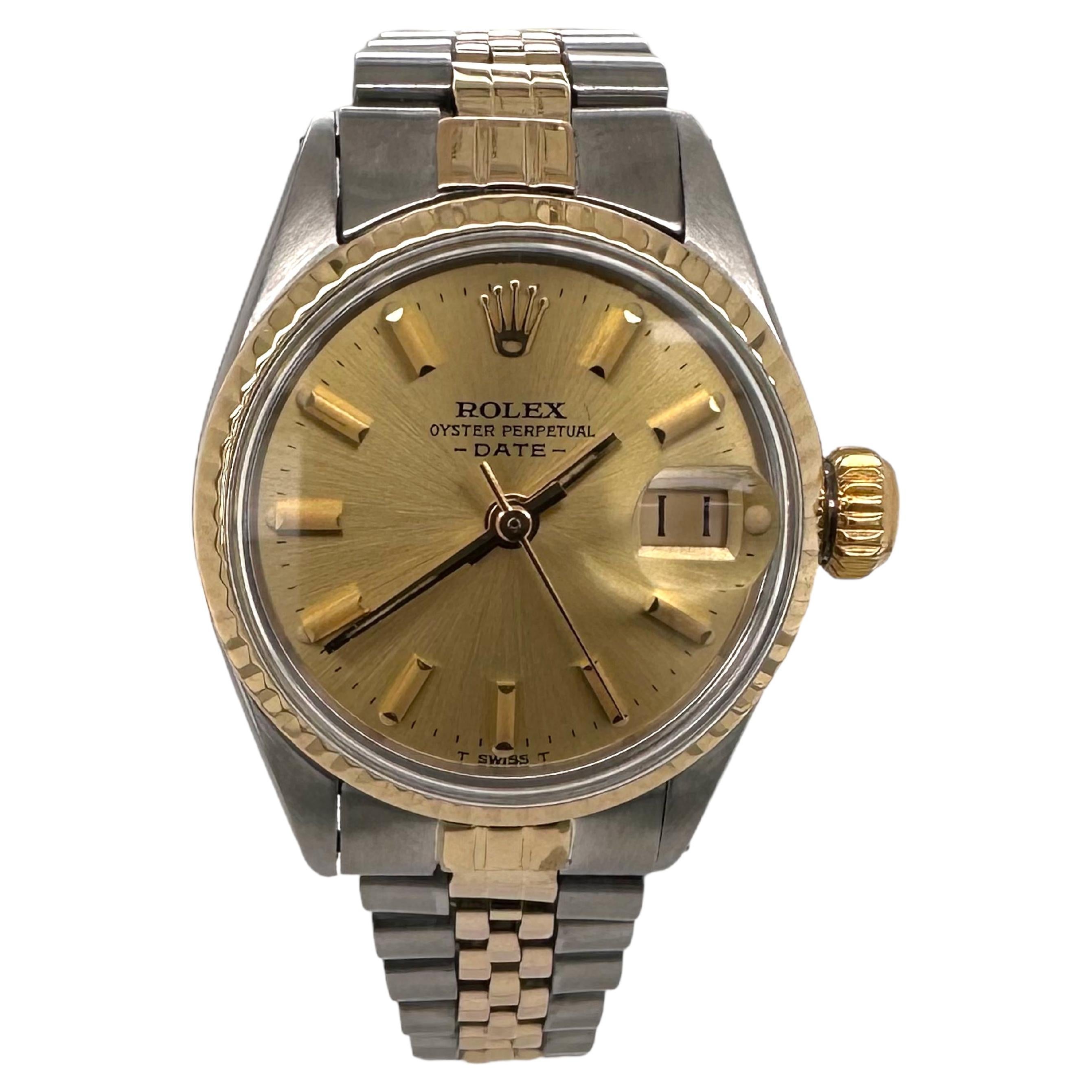 Rolex Oyster Date Ladies Bi Color Ref 6517 Automatic For Sale