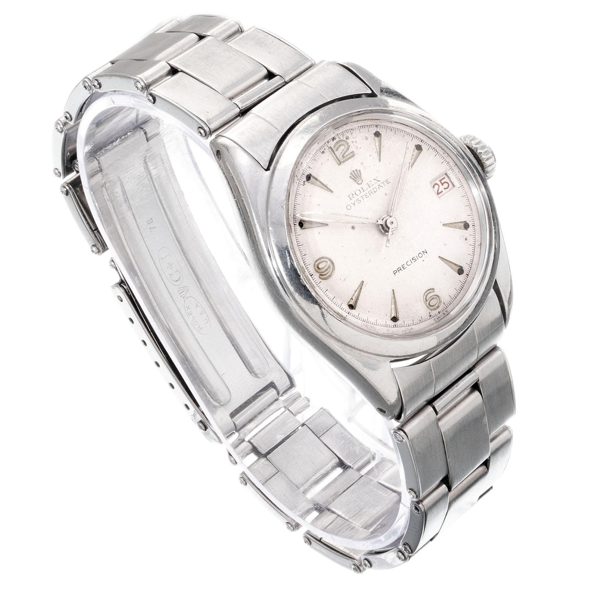 Rolex Montre-bracelet Oyster Date Precision en acier inoxydable pour hommes, réf. 6066 en vente 4