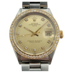 Rolex Oyster Date Ref 1505 14k SS Diamond Dial Bezel Mens Automatic 1960s RA628