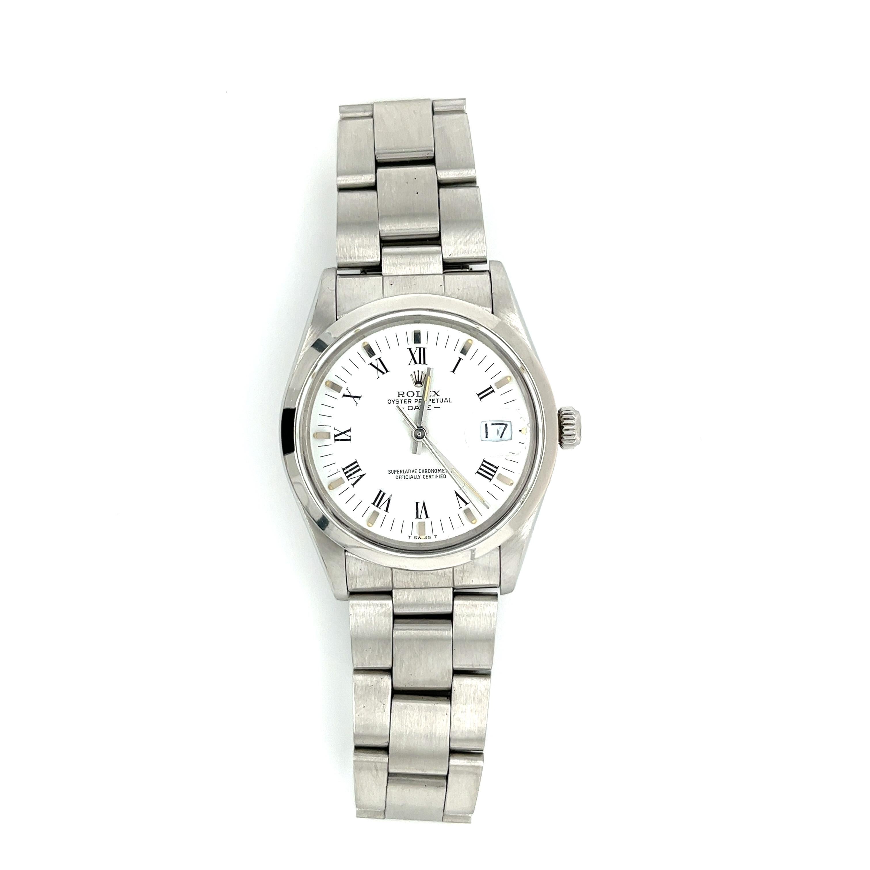 Rolex Oyster Date Ref. 15200 White Dial Roman Numerals in Oyster Stainless Steel For Sale 1