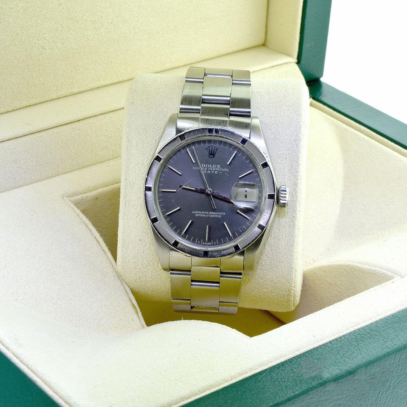 Brilliance Jewels, Miami
Questions? Call Us Anytime!
786,482,8100

Designer: Rolex

Model Name: Date

Model Number: 1501 

Movement: Automatic

Case Size:  34 mm

Case Material: Stainless Steel

Dial: Blue Dial, Stick Hour Markers

Bracelet