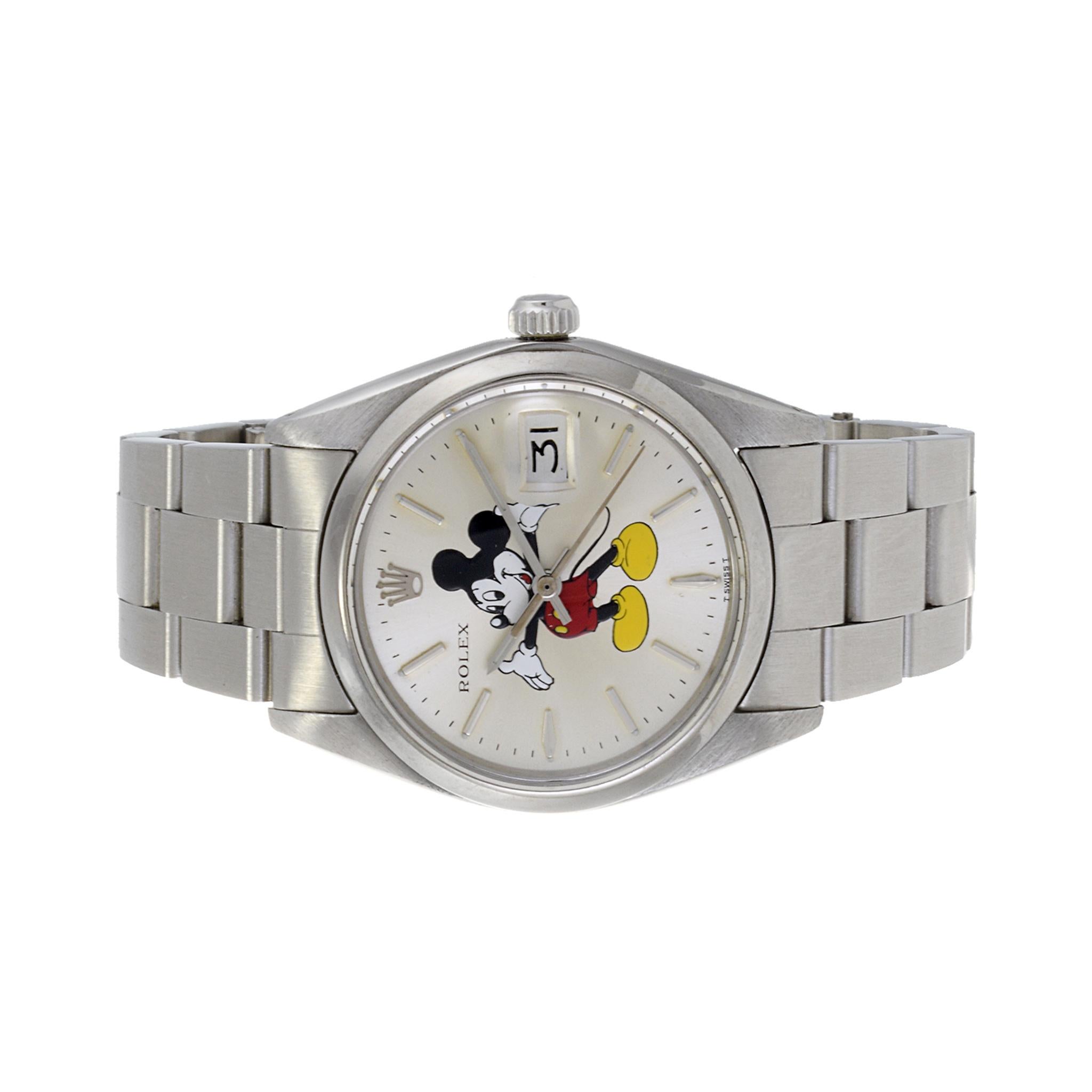Retro Rolex Oyster Date with Custom Mickey Mouse Dial Reference 6694 For Sale