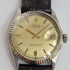 Rolex Oyster Datejust 1601 18k SS 36mm Mens 1960s Linen Dial Automatic RA767B