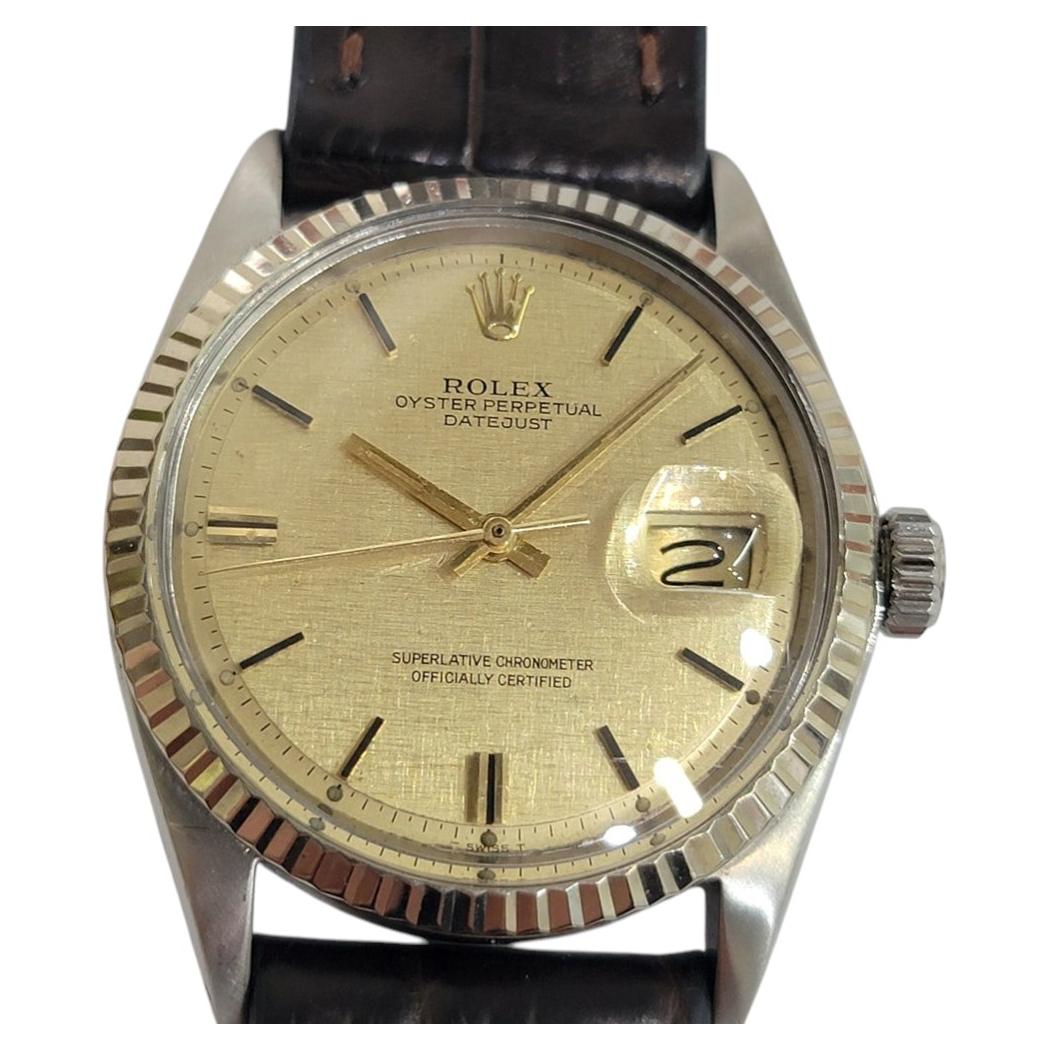 Rolex Oyster Datejust 1601 18k SS 36mm Mens 1960s Linen Dial Automatic RA767B