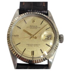 Rolex Oyster Datejust 1601 18k SS 36mm Mens 1960s Linen Dial Automatic RA767B