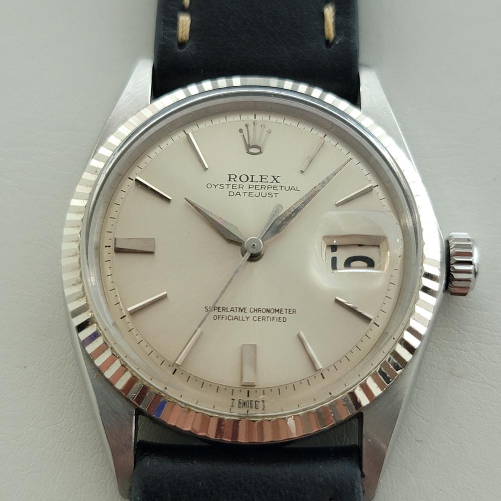 Un icono mundial, Reloj Rolex Oyster Perpetual Datejust Ref. 1601 automático, c.1965, en excelente estado de funcionamiento. Verificado auténtico por un maestro relojero. Preciosa esfera plateada firmada por Rolex, índices de bastón aplicados,
