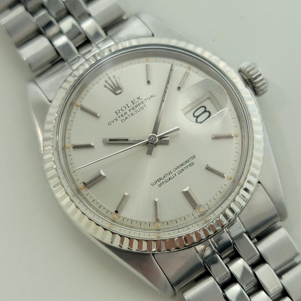 Rolex Oyster Datejust 1601 36mm 18k Gold SS Mens 1970s Automatic Original RA595 Excellent état - En vente à Beverly Hills, CA