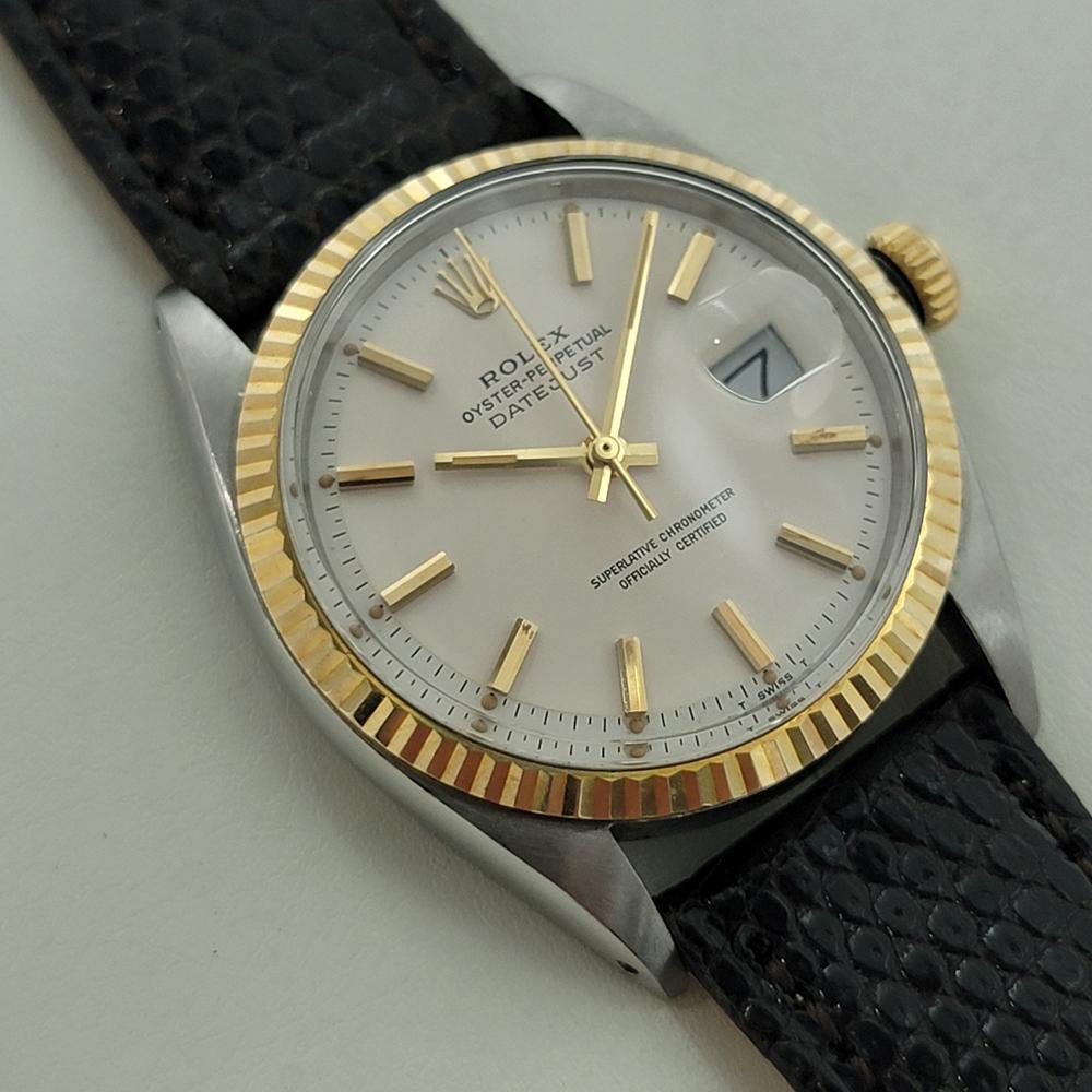 Rolex Oyster Datejust 1601 36mm 18k Gold SS Mens Automatic 1960s Vintage RA560B Excellent état - En vente à Beverly Hills, CA