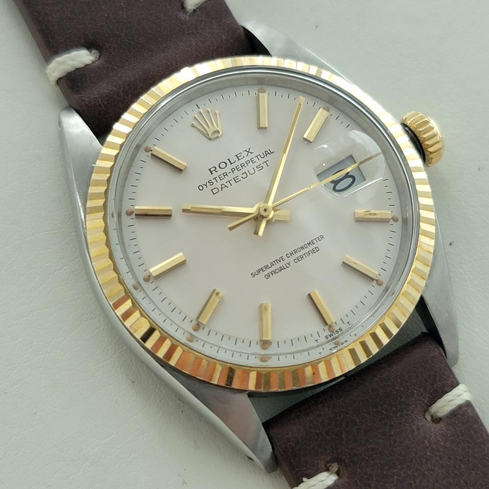 Rolex Oyster Datejust 1601 36mm 18k Gold SS Mens Automatic 1960s Vintage RA593B In Excellent Condition For Sale In Beverly Hills, CA